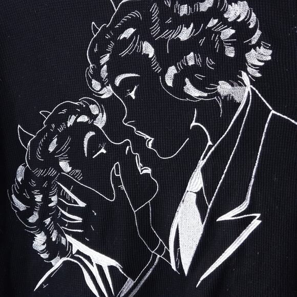 Boys Lie Black Long Sleeve Thermal Top OS Soft Grunge Graphic Oversized - Picture 6 of 9